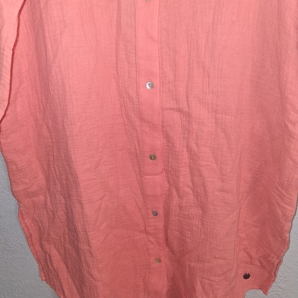 Crowned Free Relaxed Button Down Gauze 100% Cotton Oversized Tunic NWOT 2X - Picture 4 of 8